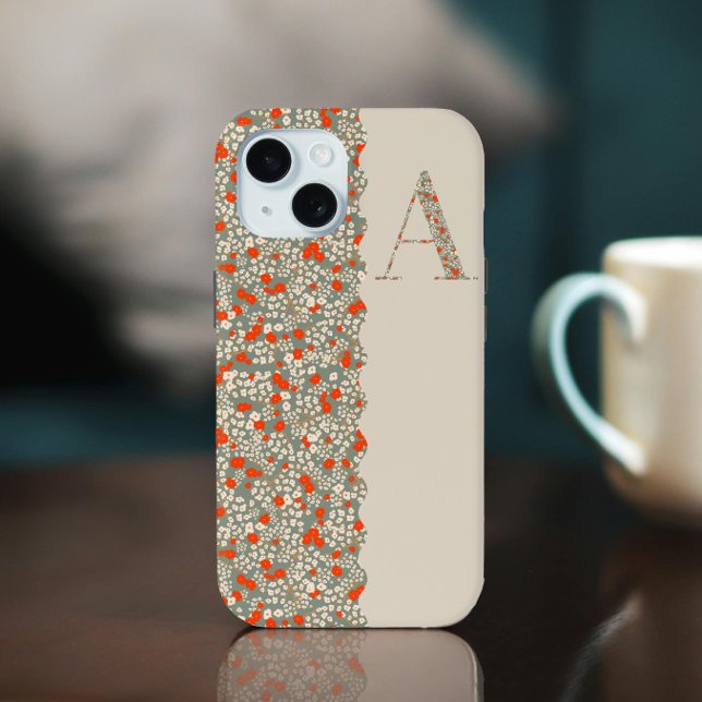 Classy Pretty MONOGRAM A BEIGE FLORAL Case-Mate   iPhone Case (Creator Uploaded)