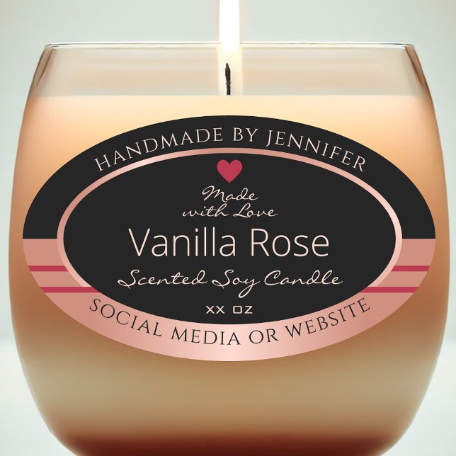 Classy Product Packaging Label Black and Rose Gold (Creator Uploaded)