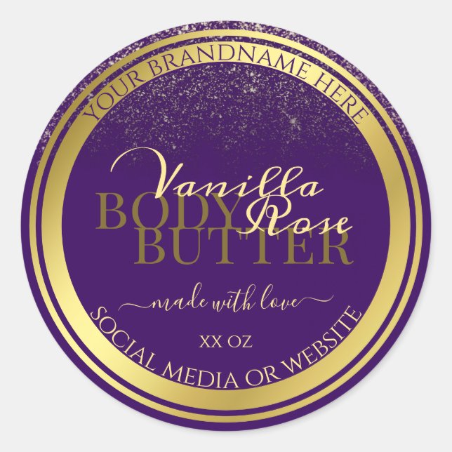 Classy Product Packaging Labels Purple and Gold (Front)