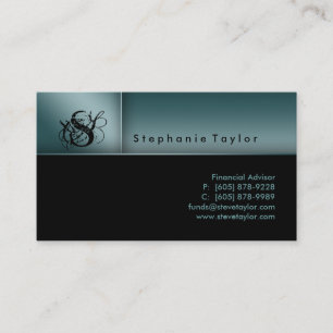 Classy Professional Black Teal Business Card