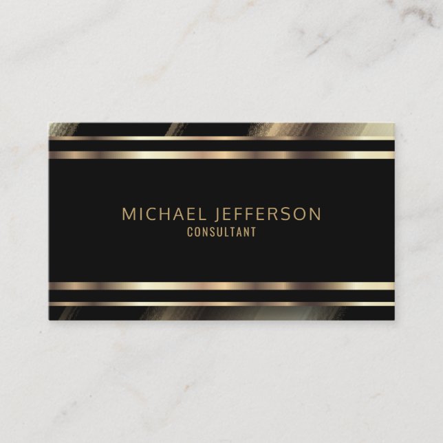 Classy Professional Gold and Black Business Card (Front)