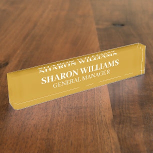 Classy Professional Mustard Office Title Desk Nameplate
