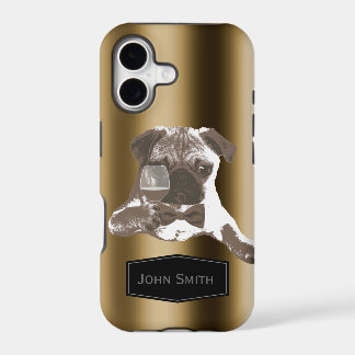 Classy Pug & Wine Custom Name iPhone 5 Case