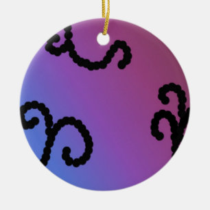 Classy Purple and Black Beaded Swirl Ceramic Tree Decoration