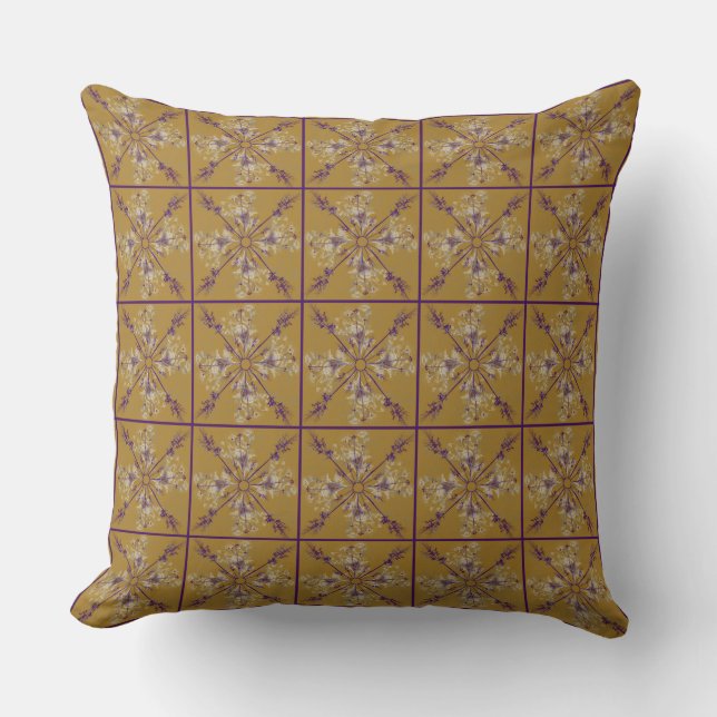 Classy Purple and Mustard Pattern Cushion (Front)