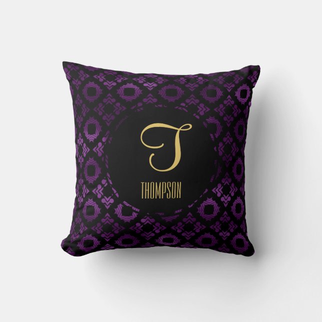 Classy Purple, Black, and Gold Cushion (Front)