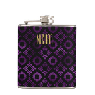 Classy Purple, Black, and Gold Hip Flask