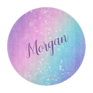 Classy Purple & Blue Bokeh Star, Name or Monogram Cutting Board