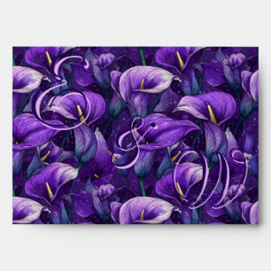 Classy Purple Calla Lilies Aesthetic Greenery Wedd Envelope