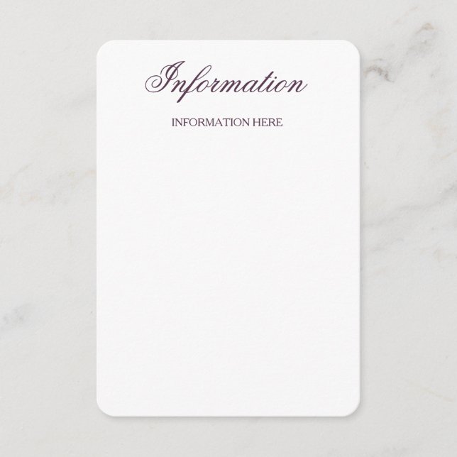 Classy Purple Check Pattern Wedding Info Card (Front)
