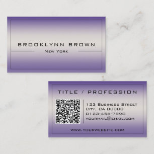 Classy Purple Colour Gradient with QR Code Stylish Business Card