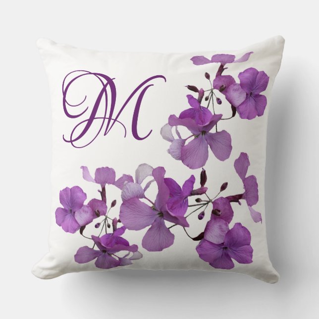 Classy purple wild flower M monogram customizable  Cushion (Front)