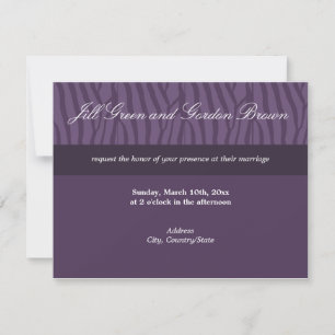 Classy Purple Zebra Wedding Invitation