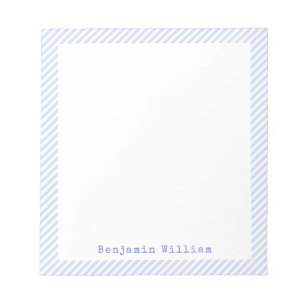 Classy Quartz Blue And White Minimal Striped Frame Notepad