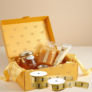 Classy Queen Bee on Cheery Yellow Beekeeper Nature Satin Ribbon