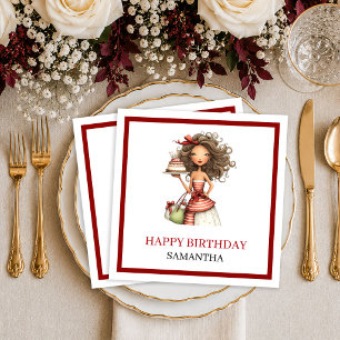 Classy Quirky Woman Marsala Script Birthday Napkin