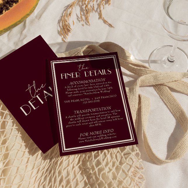 Classy Raspberry Ivory Old Money Wedding Details Enclosure Card (Creator Uploaded)