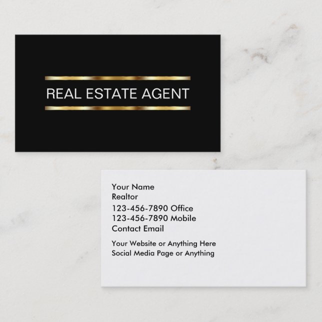 Classy Real Estate Agent Modern Business Card (Front/Back)
