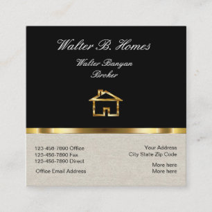 Classy Real Estate Broker Design Square Business Card