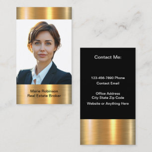 Classy Real Estate Broker Photo Business Cards
