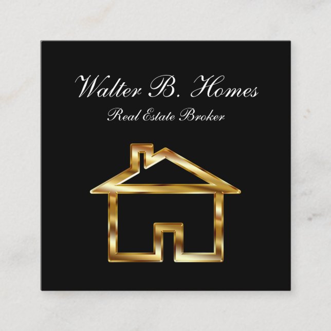 Classy Real Estate Broker Square Business Card (Front)