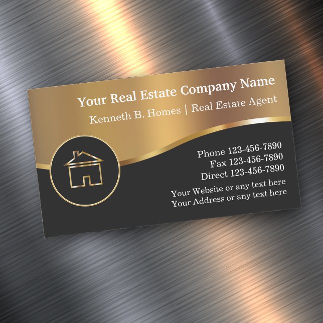 Classy Real Estate Industry Magnetic Business Card (Classy real estate business cards by CustomBusinessTemplates)