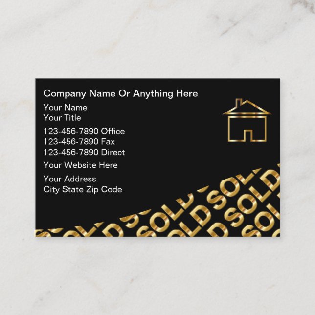Classy Real Estate Sold Business Cards (Front)