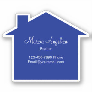 Classy Real Estate Sticker Label Blue House Shape