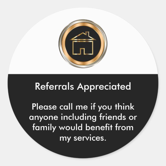Classy Realtor Referral Appreciation Classic Round Sticker (Front)
