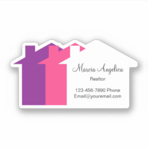 Classy Realtor Sticker Label Colourful House Shape