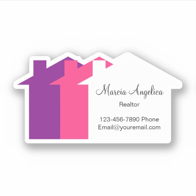Classy Realtor Sticker Label Colourful House Shape (Front)