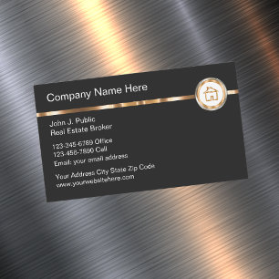 Classy Realtor Theme Gold House Symbol Magnetic Business Card