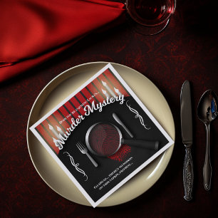 Classy Red and Black Murder Mystery Dinner Napkin