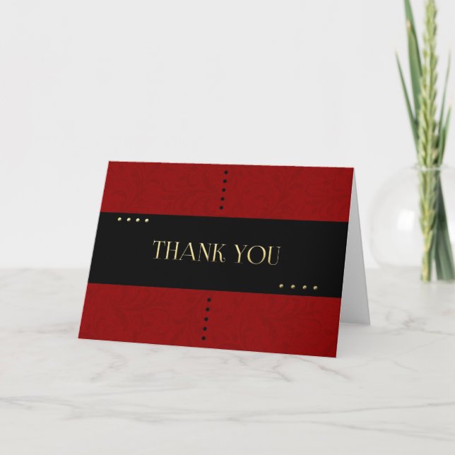Classy Red and Black Thank You Card (Front)