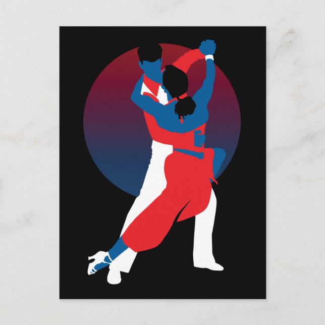 Classy Red and Blue Vector Art Tango dance Postcard (Front)