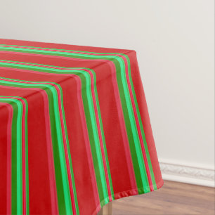 Classy Red and Green Stripes Tablecloth