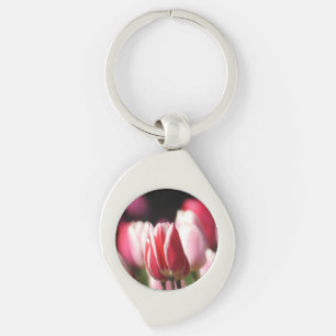 Classy Red and white Tulip Key Ring