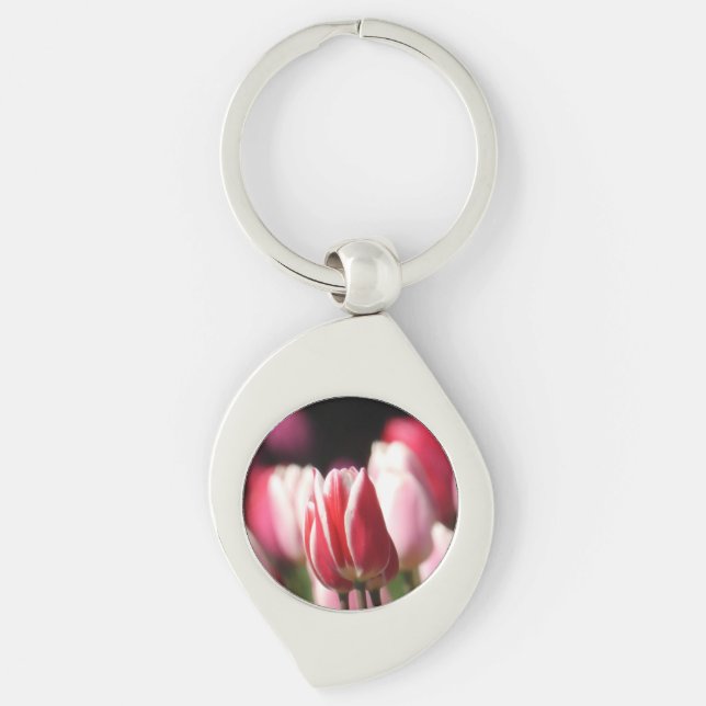 Classy Red and white Tulip Key Ring (Front)