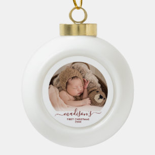 Classy Red Baby's 1st Ceramic Ball Christmas Ornament