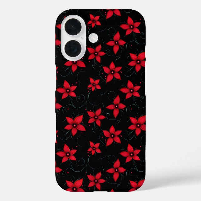 Classy Red Black Flowers Case-Mate iPhone Case (Back)