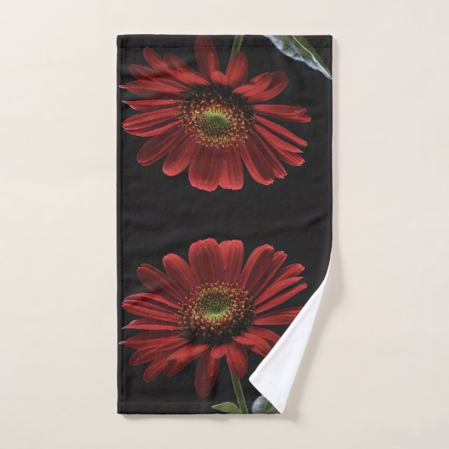 Classy Red Daisy On Black, Hand Towel (Hand Towel)