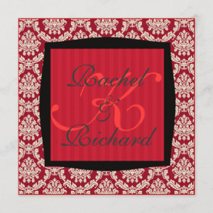 CLASSY RED DAMASK INVITATION FOR RENEWAL OF VOWS/W