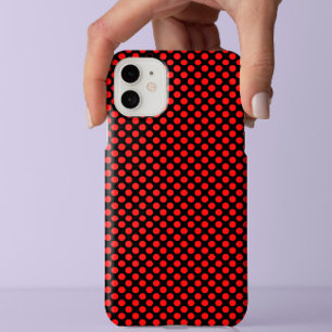 Classy Red POlka dots pattern On Stylish Black iPhone 11 Case