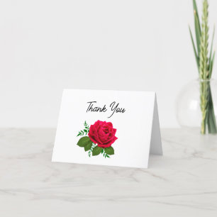 Classy Red Rose Floral Thank You Cards