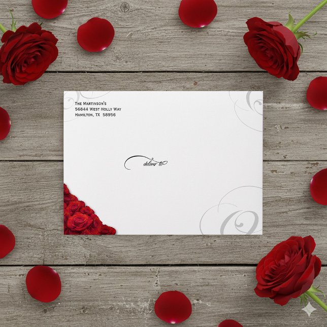 Classy Red Roses Wedding  Envelope (Classy Red Roses Wedding Envelope)
