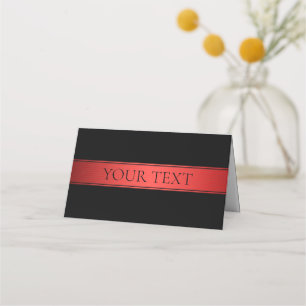 Classy Red Stripe & Black Background or DIY Place Place Card