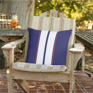Classy Red, White, and Blue Racing Stripes Cushion