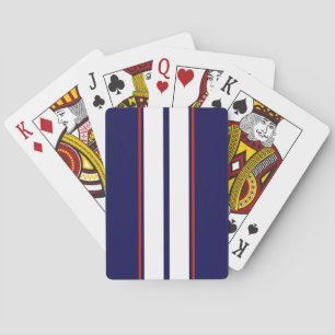 Classy Red, White, and Blue Racing Stripes Playing Cards
