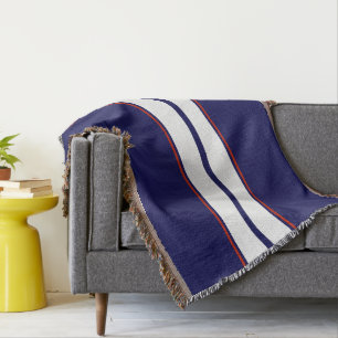 Classy Red, White, and Blue Racing Stripes Throw Blanket