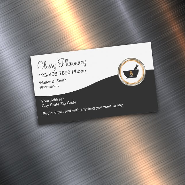 Classy Retail Pharmacy Magnetic Business Card (Creator Uploaded)